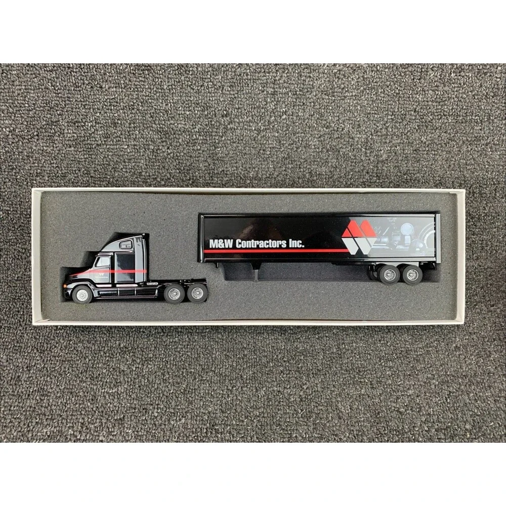 Penjoy Collectible Vintage M&W Contractors Inc. Die Cast Toy Semi Truck Trailer